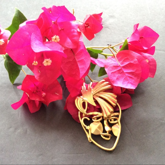 VINTAGE 80’S ABSTRACT FACE PIN - Picture 4 of 5
